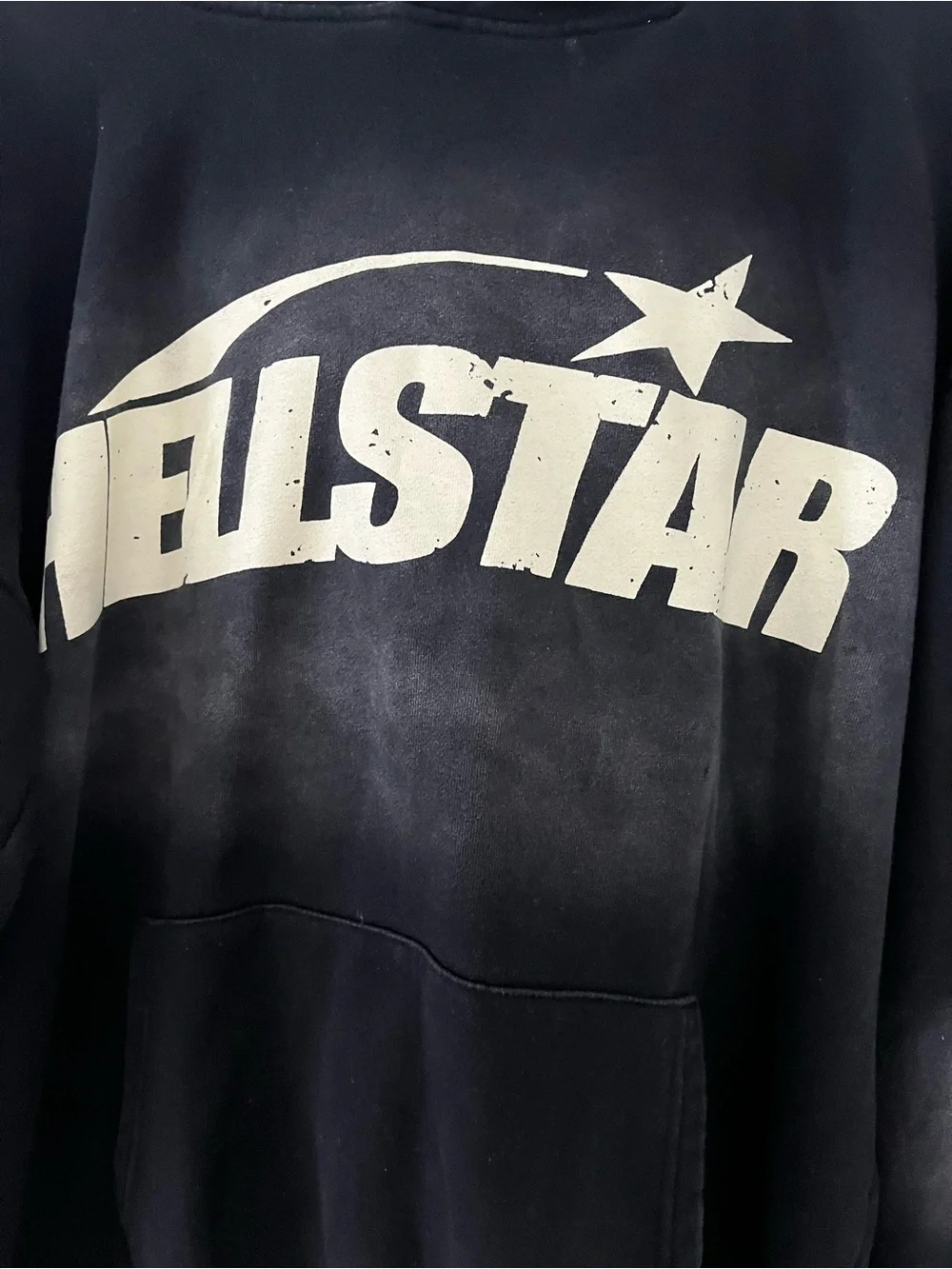 HELLSTAR Black Crewneck Hoodie with White Logo